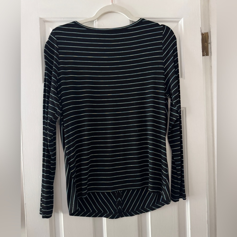 Liverpool Black White Blue Striped Long Sleeve Top - Picture 4 of 6